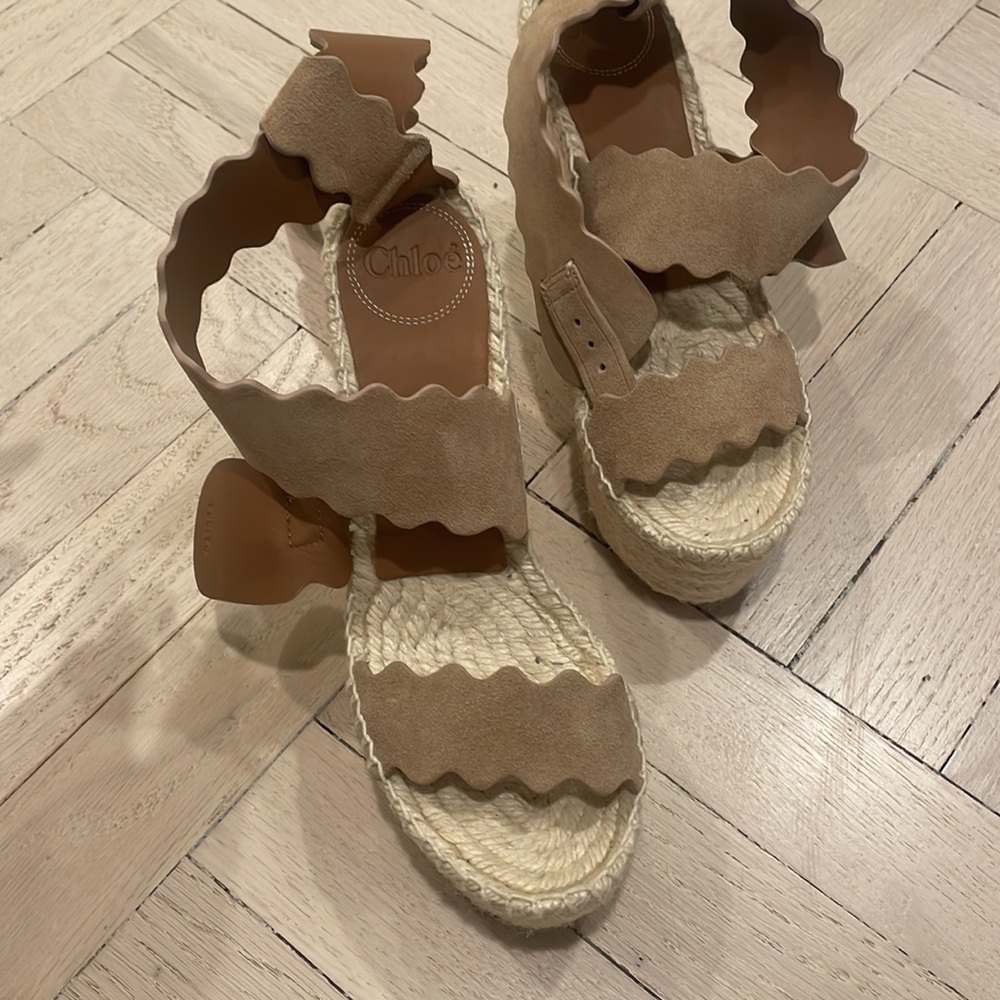 Chloe Womens Lauren Coconut Brown Espadrille Heels Wedges